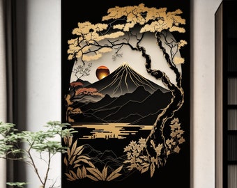 Instant Download, Japanese Scenery at Sunrise, Printable Japanese Wall Art, Downloadable Print, Home Decor, Island Landscape, Poster, Zen