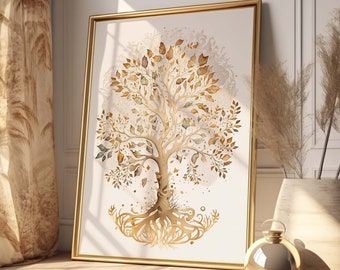 Tree of Life, Digital Download, Yoga Wall Art, Meditation Room Print, Printable LifeTree Mural, Spiritual Art Poster, Mindfulness Decoration