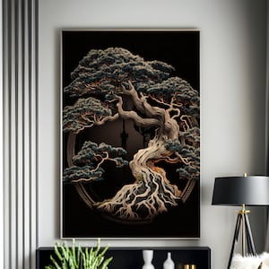 Extra Hi-Res Download, Bonsai Tree Print, Printable Wall Art, Download and Print, Japanese Bonsai Artwork, Beautiful Harmonious, Tree Poster