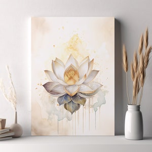 Lotus Flower, Digital Download, Printable Yoga Wall Art, Spiritual Energy Art, Meditation Poster, Mindfulness Symbol, Watercolor Artwork