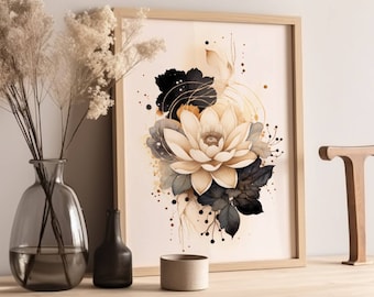 Lotus Blüte, Digitaler Download, Yoga und Meditation, Druckbares Wandbild, Lotusblume Dekoration, Spirituelle Kunst Poster