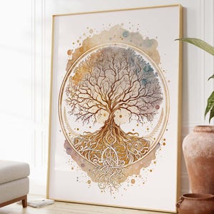 Tree of Life Poster, Digital Download, Printable Yoga Art, Spiritual Symbol, Meditation Yoga Art, Mindfulness Art Print, Beautiful Aquarelle
