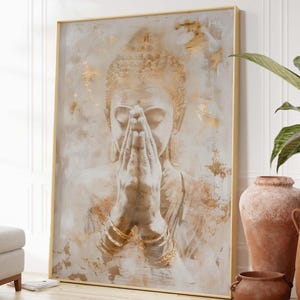 Buda meditando en calma, descarga digital, regalo de arte espiritual, arte mural imprimible, decoración de sala de yoga, armonía y atención plena