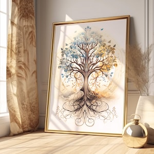 Tree of Life Printable, Digital Download, Yoga Studio Art, Spiritual Symbol, Meditation Room Decoration, Mindfulness Print, Boho Aquarelle