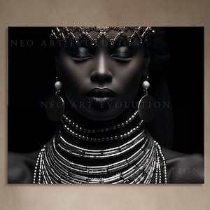 African Woman, Elegant Portrait, Instant Download, Digital Wall Art, Printable Decoration, Ethnic Poster, African American Art