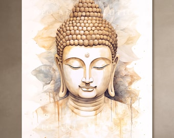 Buddha Poster, Digital Download, Printable Yoga Art, Spiritual Decoration, Meditation Art, Enlightment Print, Buddhism Religion