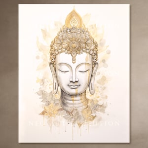 Buddha Art, Digital Download, Printable Spiritual Poster, Yoga Studio Decoration, Meditation Art, Enlightment Print, Buddhism Religion