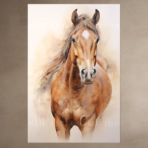 Cheval brun, Art mural imprimable, Téléchargement numérique, Décor de salon, Affiche nature Boho, Cadeau d’art, Étalon, Jument, Cheval sauvage