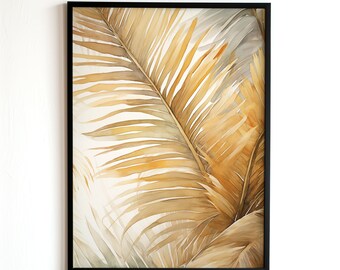 Tropical Jungle Palms, Digital Download, Printable Wall Art, Exotic Botanical Decoration, Watercolor Leaves Painting, Floral Art