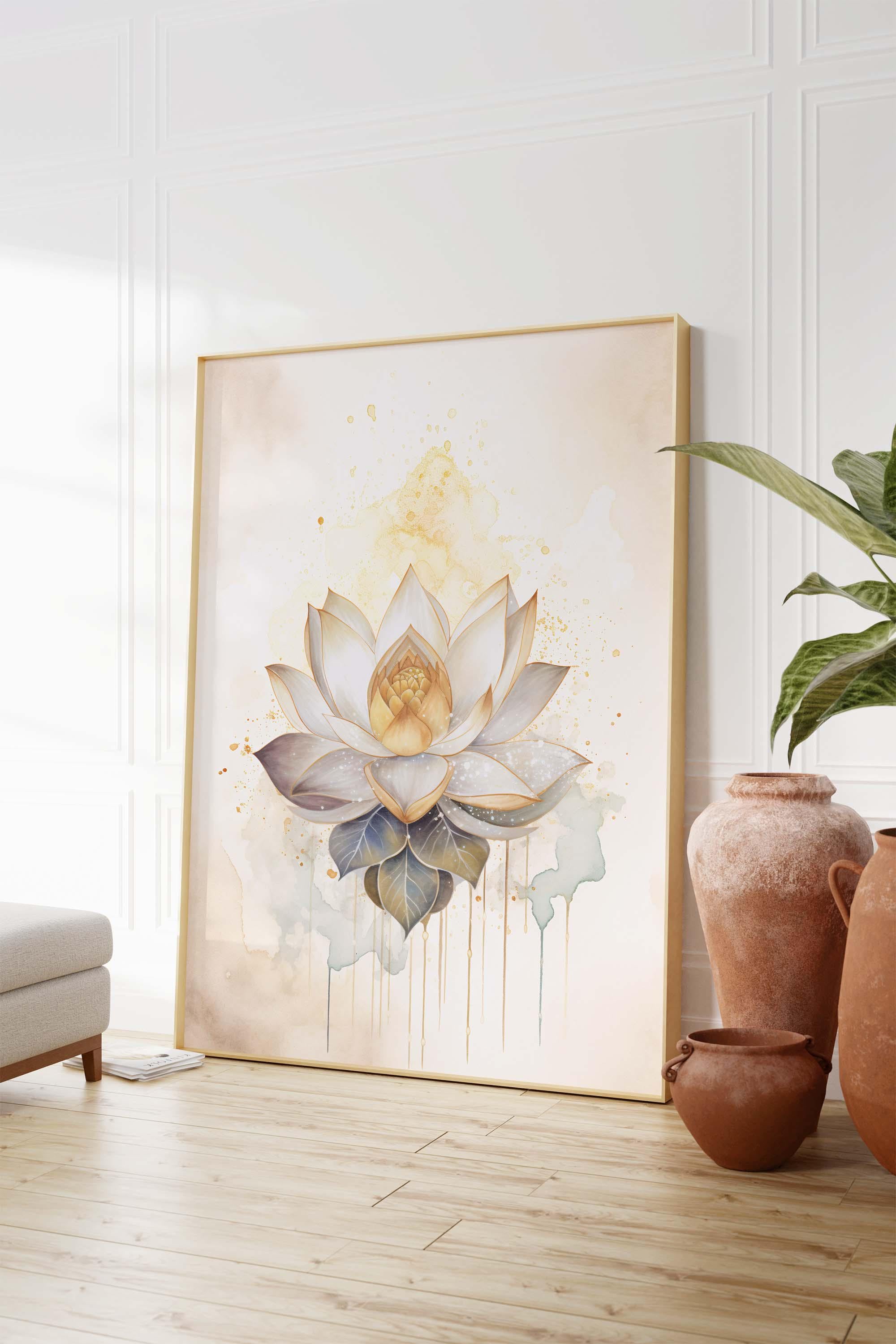 蓮の花、ボヘミアン風デジタルダウンロード、印刷可能な壁アート、蓮の