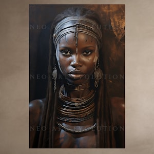 African Tribal Princess, Instant Download, Ethnic Tribes, Woman Portrait, Printable Wall Art, Afro Futurism, Black Prints, Juneteenth Poster