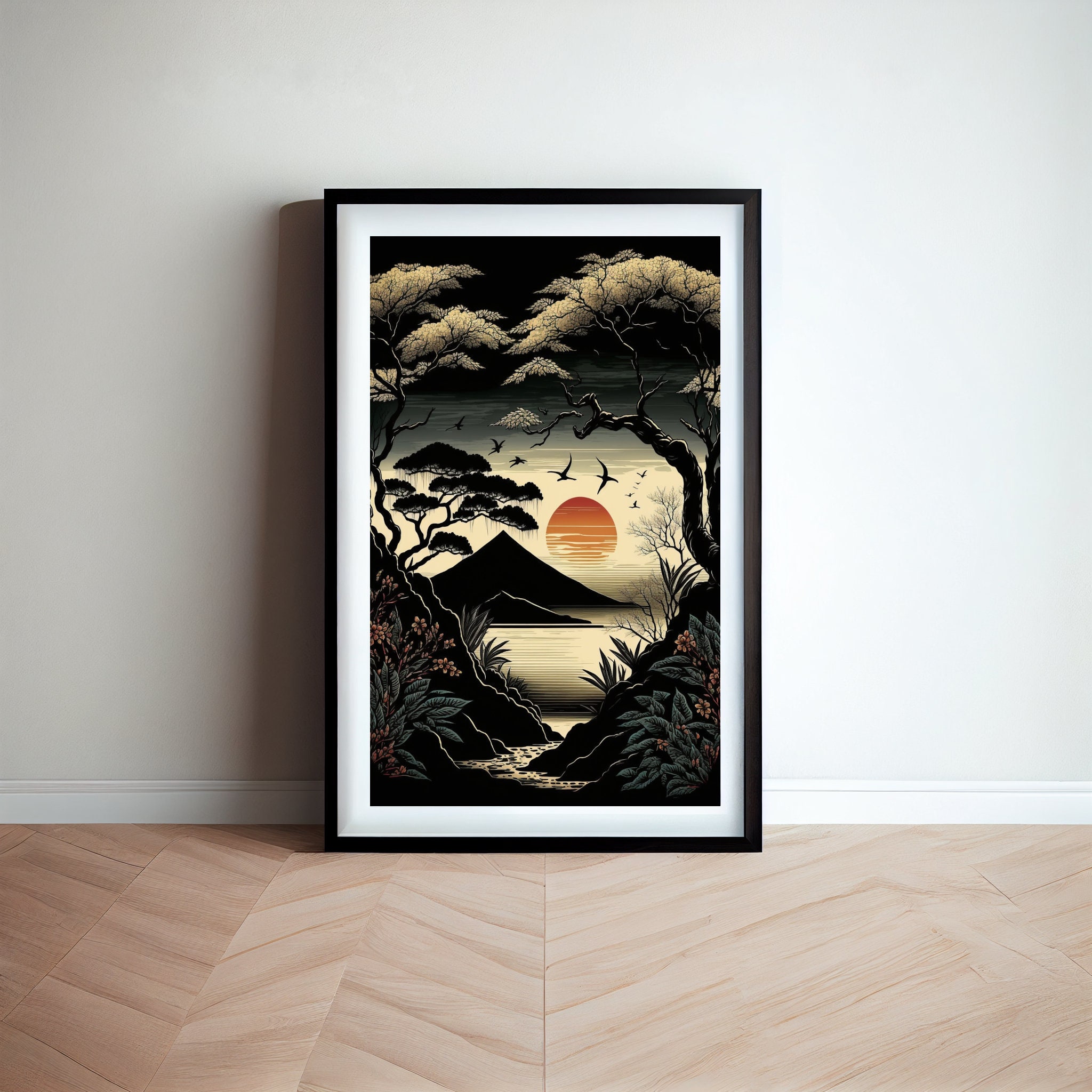 Instant Download, Japanese Scenery at Sunset, Printable Japanese Wall ...