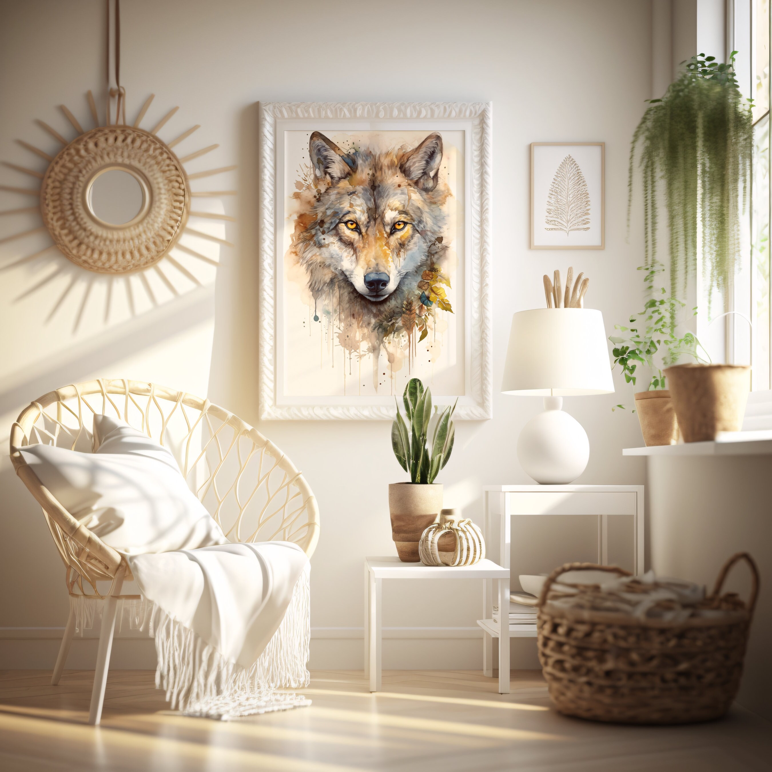KONIEE Mysterieuze Wolf Olieverfschilderij Poster Fluorescerende Fantasie Thema Wall Art Prints Schilderen voor Huis Kamer Decoratie Gift
