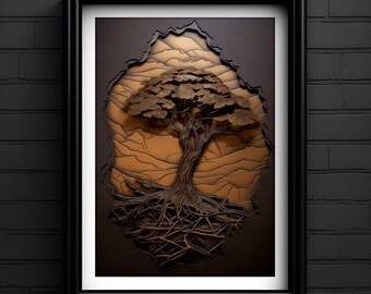 African Acacia, Printable Wall Art, Instant Download, Metal Wood