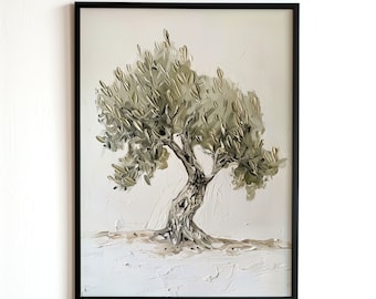 Olive Tree Oil Painting, Digital Download, Mediterranean Wall Art, Printable, Living Room Decoration, Acrylic Art Poster, Printable Gift
