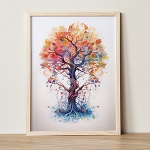 Tree of Life, Digital Download, Printable Artwork, Colorful Wall Art, Meditation Decoration, Spiritual Art, Mystic Poster