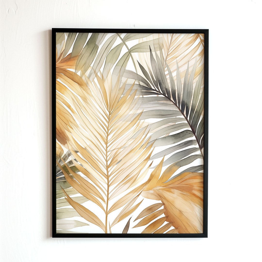 Palm Frond Wall Art, Digital Download, Printable Watercolor Painting