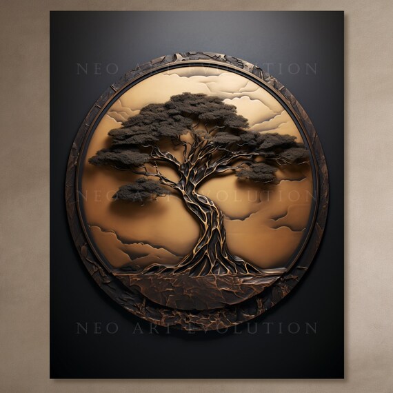 African Tree of Life, Instant Download, Printable Metal Imitation