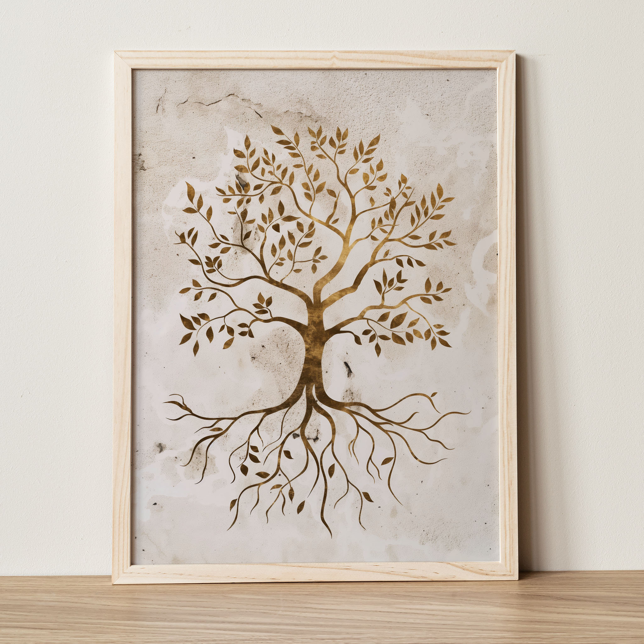 Golden Tree of Life, Digital Download, Tree of Life, Printable Yoga Wall Art, Meditation Decoration, Spiritual Art, Mindfulness Poster