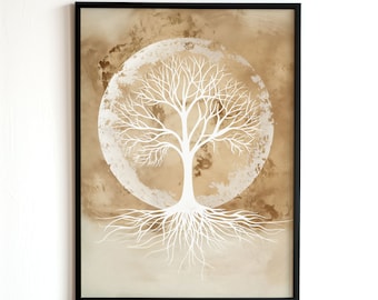 Tree of Life, Spiritual Yoga Meditation Room Decor, Digital Download, Boho Tree of Life Wall Art, Mindfulness Poster, Bedroom Print