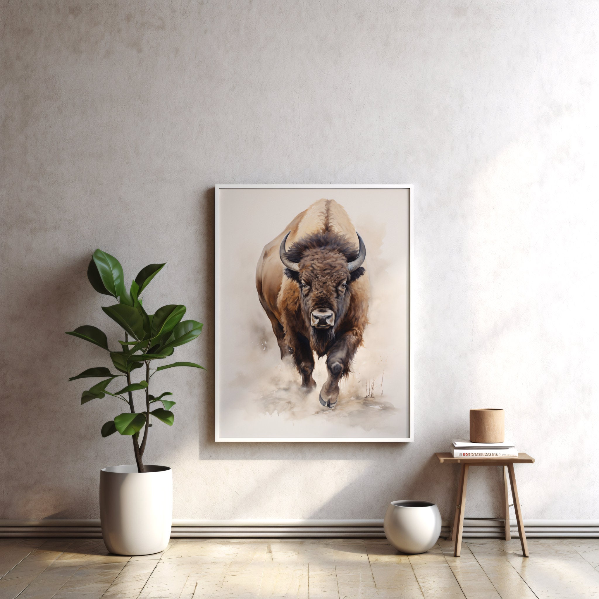 Bison Watercolor Printable Wall Art Gift for Nature Lovers - Etsy