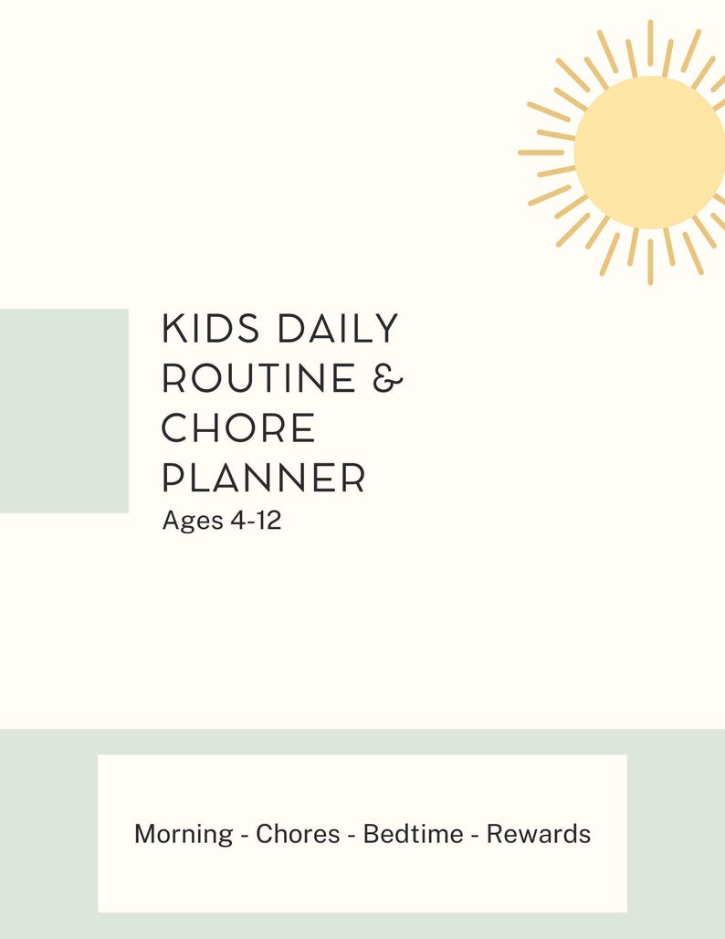 Kids Daily Routine & Chore Chart for Ages 4-12 / Printable ...