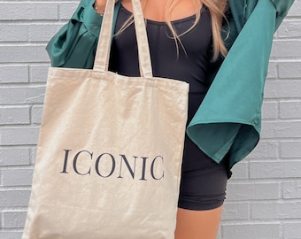 Iconic Tote Bag, Canvas Tote Bag, Shopping Bag, Statement Bag, Everyday Bag, Reusable Bag, Large Tote Bag, Cute Shoulder Bag, Pretty Bag