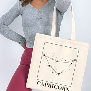 Capricorn / Canvas Tote Bag / Capricorn Gift / Capricorn Art / Zodiac / Constellation / Astrology Gifts / Zodiac Sign / Everyday Bag / Cute