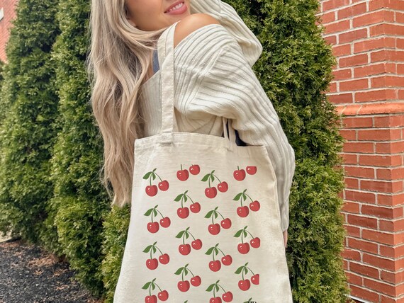 Cherry Tote Bag / Canvas Tote Bag / Everyday Bag / Pretty