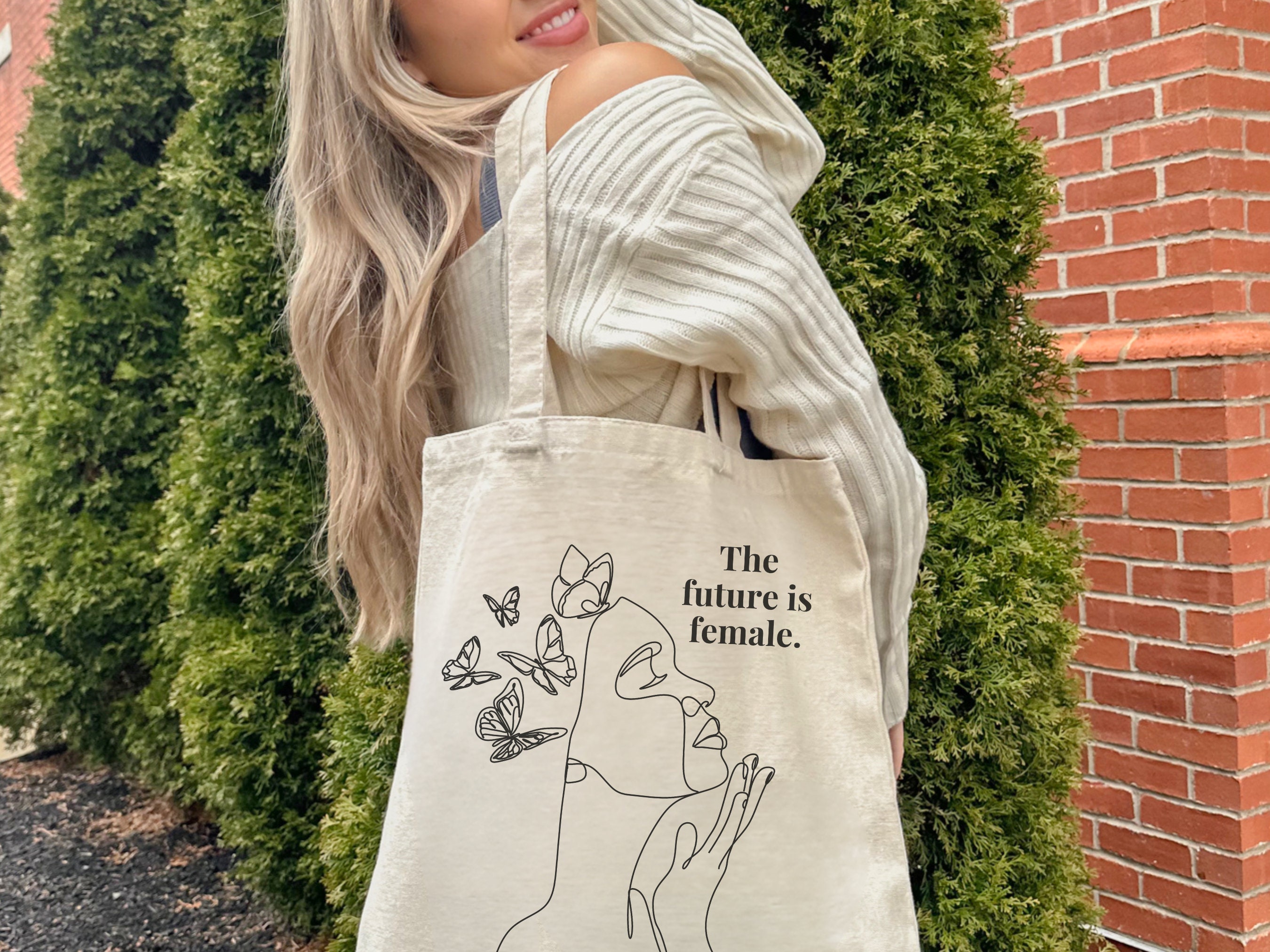 Future-print canvas shopper tote