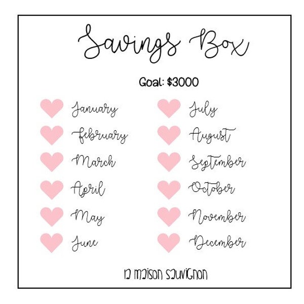 3000 DOLLAR Savings Challenge Box Digital