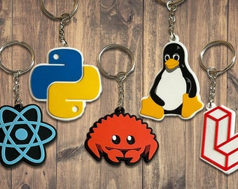 Chaveiros variados de mascote de linguagem de programação em PVC