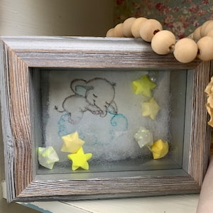 Sweet Dreams Elephant Origami Shadow Box - Lucky Stars