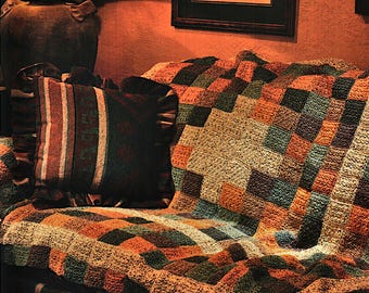 Vintage virkat lantligt tweed afghanskt mönster