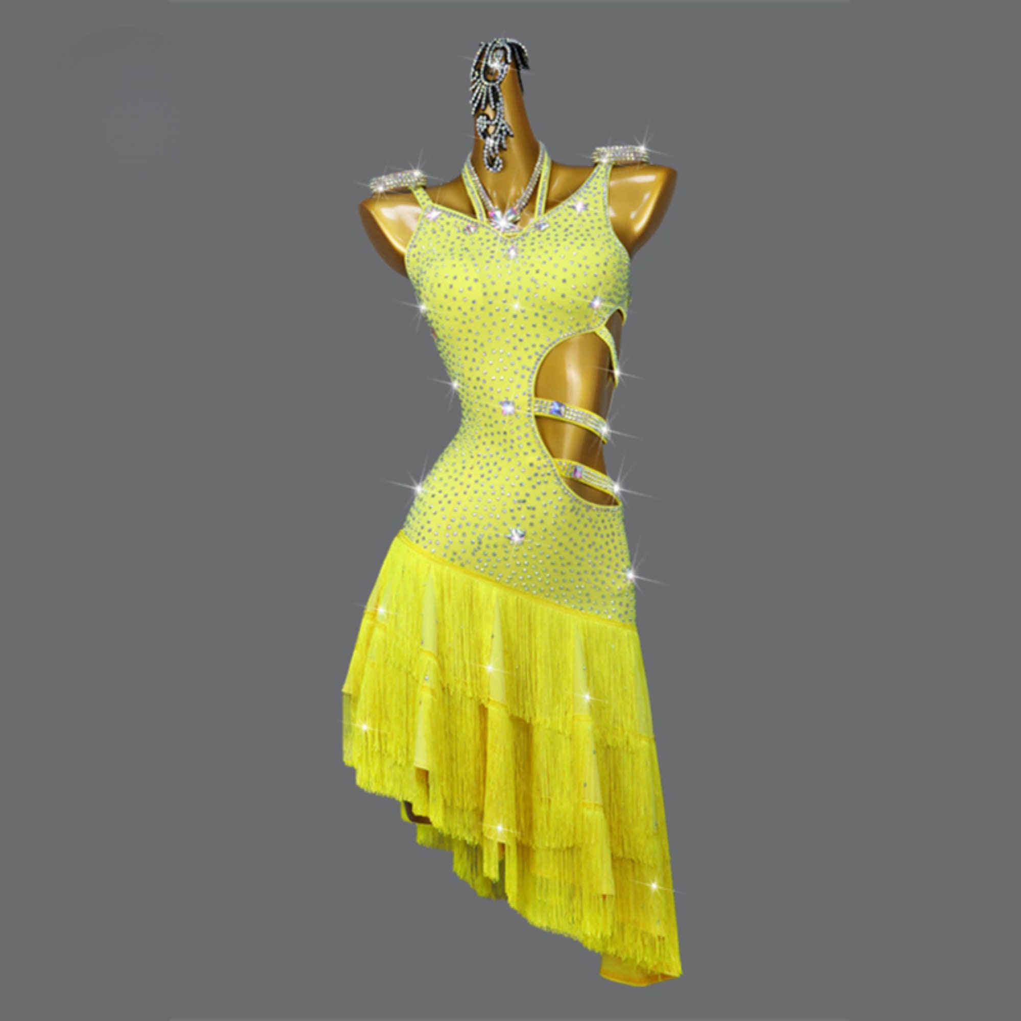 Yellow Ballroom Dress Smooth Dress With Appliqués -  Canada