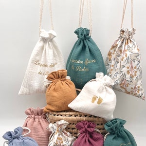 Pochons en double gaze de coton doublé, personnalisable