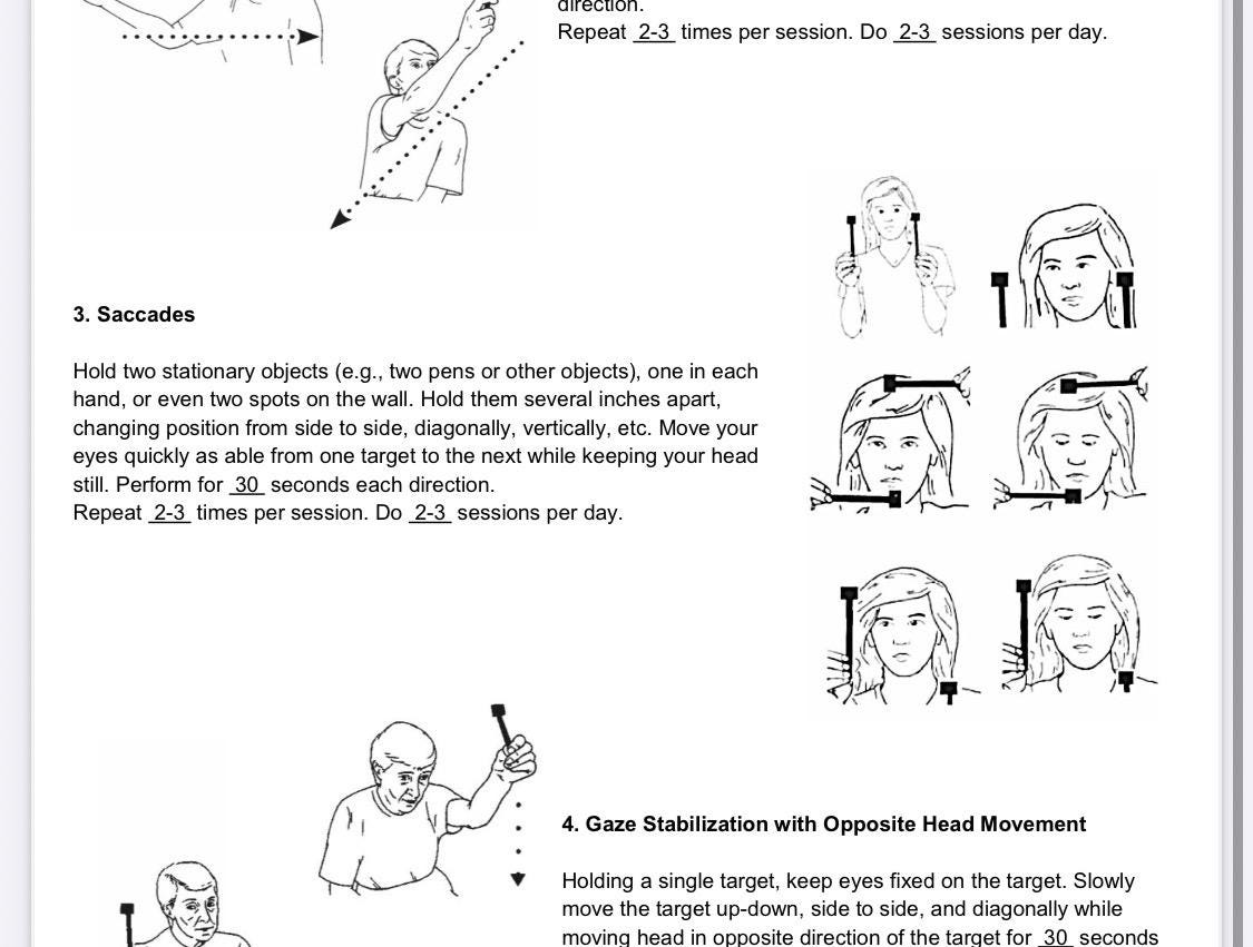 Computer Hypofunction Exercise Vestibular Examination & Treatment, and Hypofunction Home Exercises - Etsy