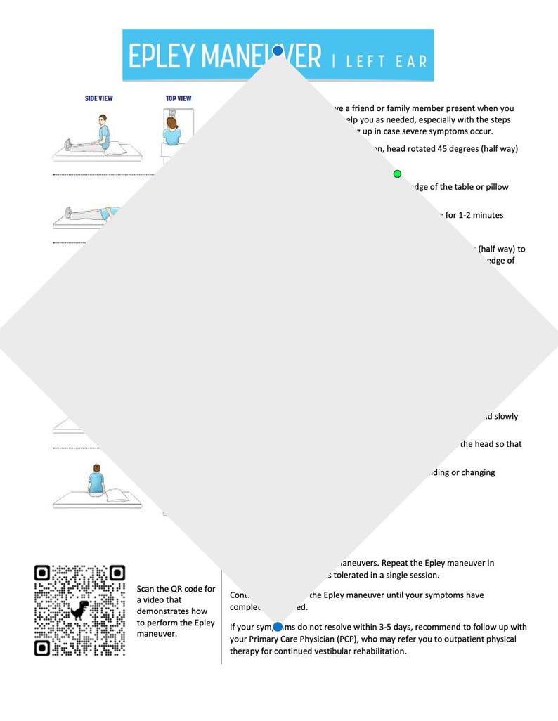 Epler Chart.pdf Epley Maneuver Patient Handout for BPPV - Etsy