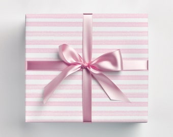 Wrapping Paper: Cafe Stripe Pink Petal (Gift Wrap, Birthday, Christmas)