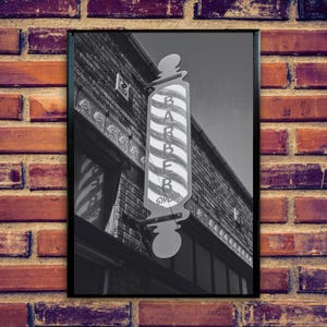 Printable Barber Sign Poster, Barber Pole Sign, Vintage Barber Photo, Barber Picture, Barbershop Art, Instant Download