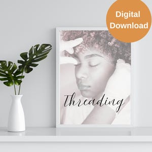 Eyebrow Beauty Poster, Printable, Hair Salon Wall Art, Black Stylist Picture, Natural Hairstyle Art, Instant Download