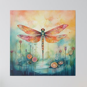 Watercolor Dragonfly Canvas Dragonfly Wall Art Large Dragonfly Office Art Canvas Dragonfly Cabin Decor Dragonfly Office Decor Dragonfly Art