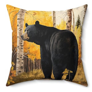 Black Bear Pillow: Faux Suede Cabin Decor