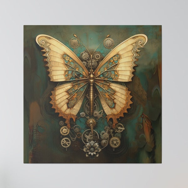 Steampunk Butterfly Canvas Steampunk Butterfly Wall Art Butterfly Office Art Canvas Steampunk Home Decor Wall Art Steampunk Office Decor