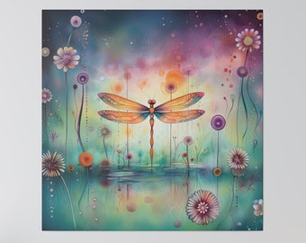 Watercolor Dragonfly Canvas Dragonfly Wall Art Dragonfly Office Art Canvas Dragonfly Home Decor Wall Art Dragonfly Office Decor