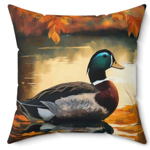 Colorful Duck Faux Suede Pillow Duck Pillow Duck Home Decor Duck Cabin Decor Duck Decorative Pillow Duck Decor Colorful Ducks