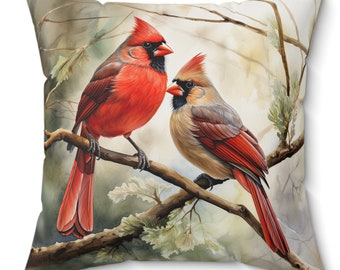 Cardinal Watercolor Pillow Cardinal Gift Cardinal Gifts for Her Bird Lover Gift Cardinal Decor Cardinal Home Decor Cardinal Cabin Decor