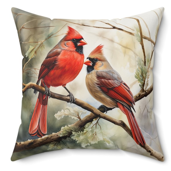 Cardinal Watercolor Pillow Cardinal Gift Cardinal Gifts for Her Bird Lover Gift Cardinal Decor Cardinal Home Decor Cardinal Cabin Decor