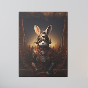 Steampunk Rabbit Canvas Steampunk Rabbit Wall Art Rabbit Office Art Canvas Steampunk Home Decor Wall Art Steampunk Man Cave Decor