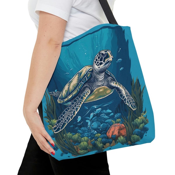 Sea Turtle Tote Bag Sea Turtle Totebag Sea Turtle Lovers Gifts Sea Turtle Book Bag Sea Turtle Bookbag Hawksbill Turtle Beach Bag Tote Bag